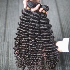 Human Hair Bundles Deep Wave Extensions, Natural Color (Option: 22 inch)