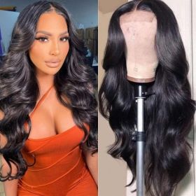4x6 Lace Closure Wig Human Hair Natural Color Three-Dimensional Body Wave Density (Option: 18inch)