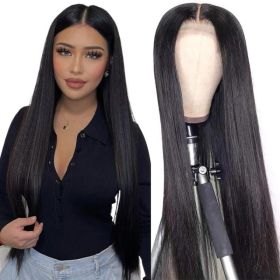 4x4 Lace Closure Human Hair Wig, Straight Wig Natural Color, 150 Percent Density (Option: 14 inches)