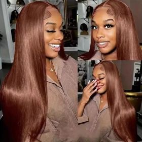 13x4 HD Lace Front Wig, Human Hair, Natural Brazilian Brown Wig, Women's Unprocessed Virgin Hair Wig (Option: 22inch)