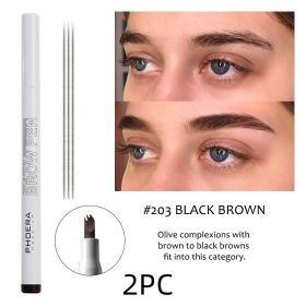 New Long Lasting Ultra-Fine Four-Comb Eyebrow Pencil (Option: 2 pcs Brown)