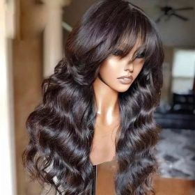 Full Machine Made Human Hair Wig, Body Wave Wig Natural Color, 150 Density (Option: 8 inch)