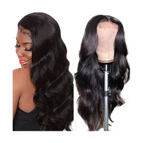 4x4 Lace Closure Human Hair Wig, Body Wave Wig In Natural Color, 150 Percent Density (Option: 20 inches)