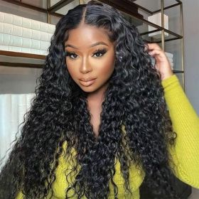 13x5 Lace Front,Water Wave,Middle Part,Natural Color,Human Hair Wig (Option: 22 inch)